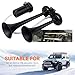 AOLIHAN Black Train Horn for Car, Loud Car Horns, Air Horn for Truck/Car/Motorcycle, 12V 150dB Super Loud Dual Trumpet Air Horns Kit with Button