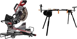 Skil 10" Dual Bevel Sliding Miter Saw - MS6305-00 & WEN MSA330 Collapsible Rolling Miter Saw Stand with 3 Onboard Outlets