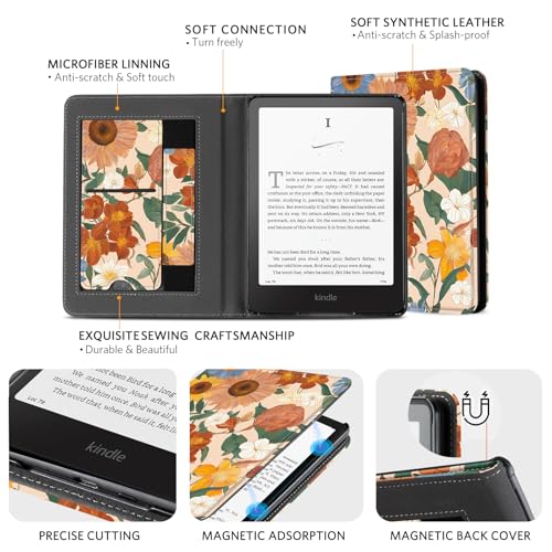 Image of CoBak Stand Case for 7 inch Kindle Paperwhite 12th Gen 2024 and Kindle Colorsoft with Hand Strap - Compatible with iPhone MagSafe, for Samsung /Belkin /Anker Wireless Charging Pads, Durable, Auto Sleep Wake