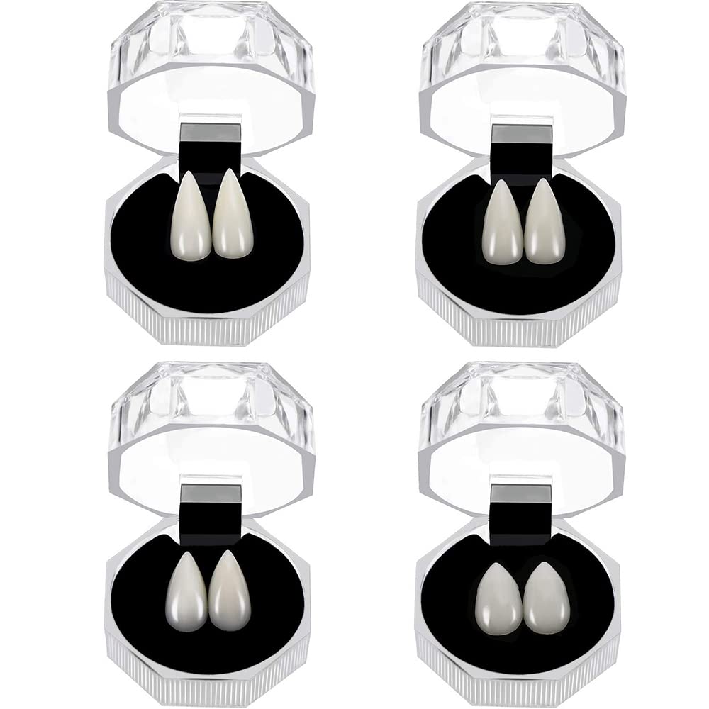 KASTWAVE Vampire Fangs for Halloween Cosplay - Non-Toxic Resin Teeth Props in 4 Sizes (13mm, 15mm, 17mm, 19mm)