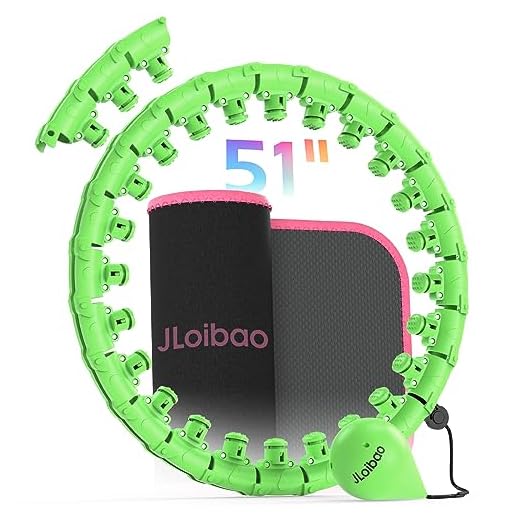 JLoibao Weighted Hula Circle for Adults Weight Loss, Infinity Hoop Fit Plus Size 51 Inch, Include 27 Detachable Links and Waist Trainer for Women (Green)