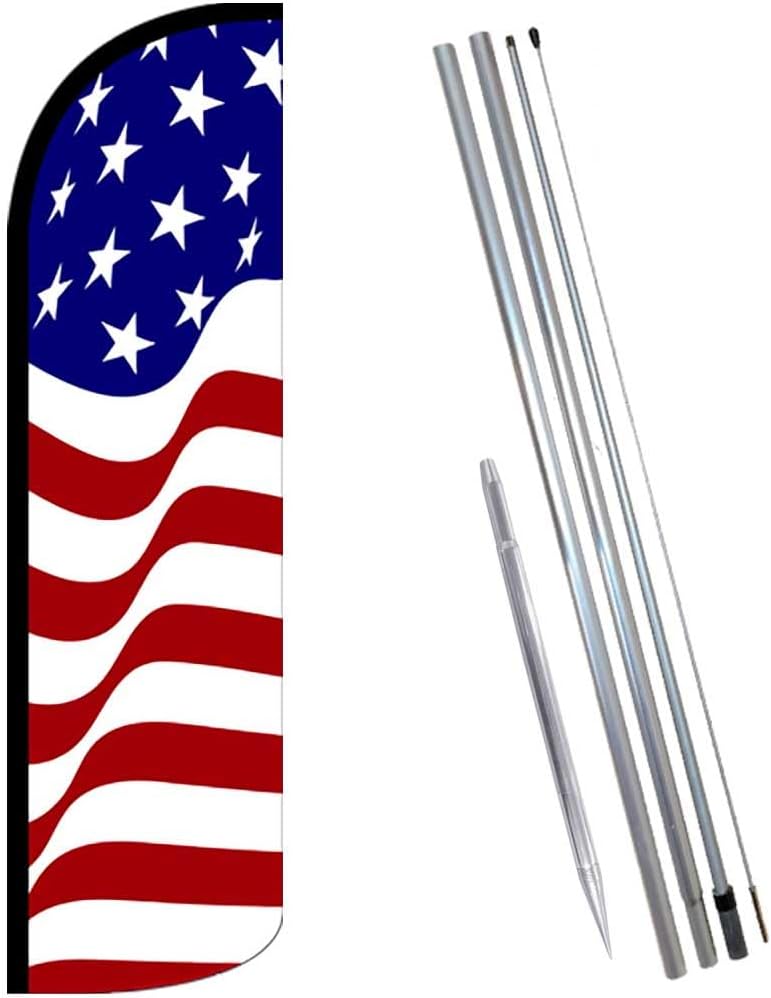 AMERICAN GLORY Windless Feather Banner Flag Kit (Flag, Pole, & Ground Mt)