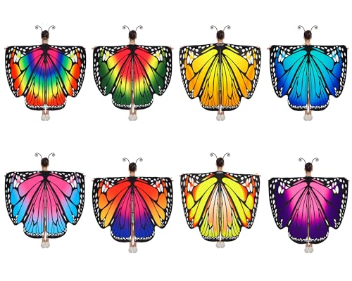 Hillban 16 Pcs Halloween Butterfly Costume Adult Women, Colorful