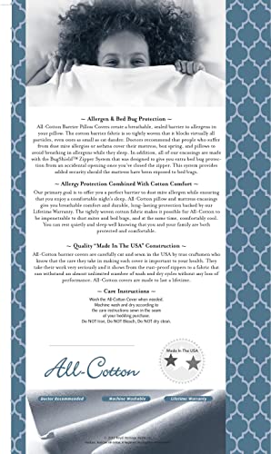 National Allergy Premium Kissenschutz aus 100 % Baumwolle mit Reißverschluss - 40 x 60 cm - Weiß - Hypoallergener Bettwanzen- und Hausstaubmilben-Kissenbezug - Atmungsaktiver Überzug - Image 4