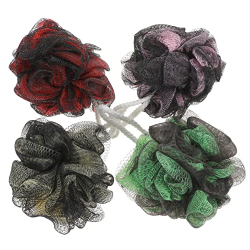 CALLARON 4Piezas Paquete De Bolas De Exfoliantes Reutilizables Esponjas De Ducha De Malla Suave Esponjas De Colores