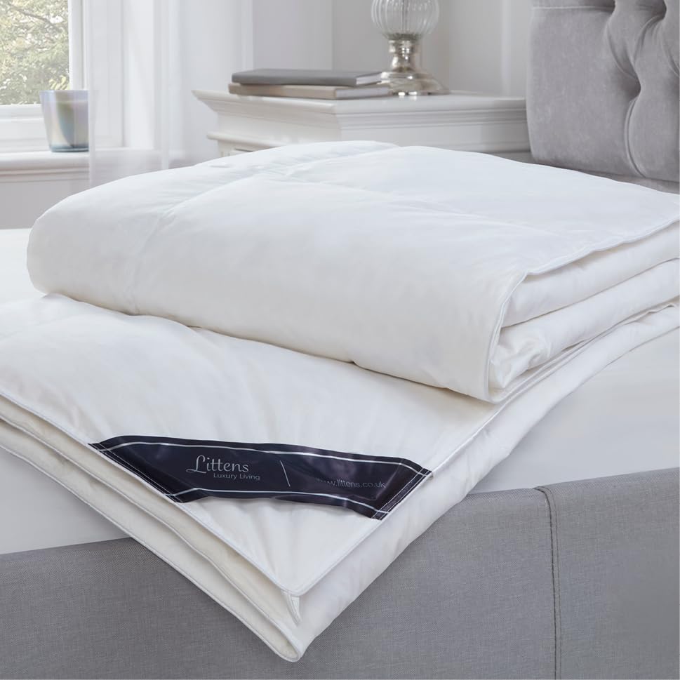 Littens Luxury Duck Feather and Down Duvet Quilt, 13.5 Tog Single Bed Size, 15% Down, 230TC 100% Down-Proof Cotton Casing, Heavy, Winter Warm