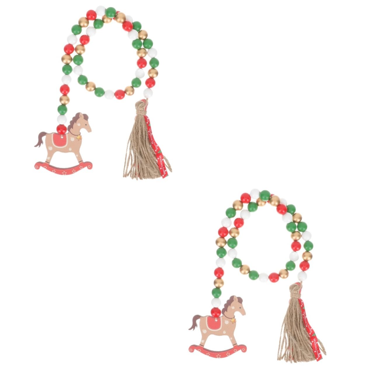 Guirnaldas navideñas rústicas TOPBATHY de cuentas para decorar el árbol y la chimenea familiar