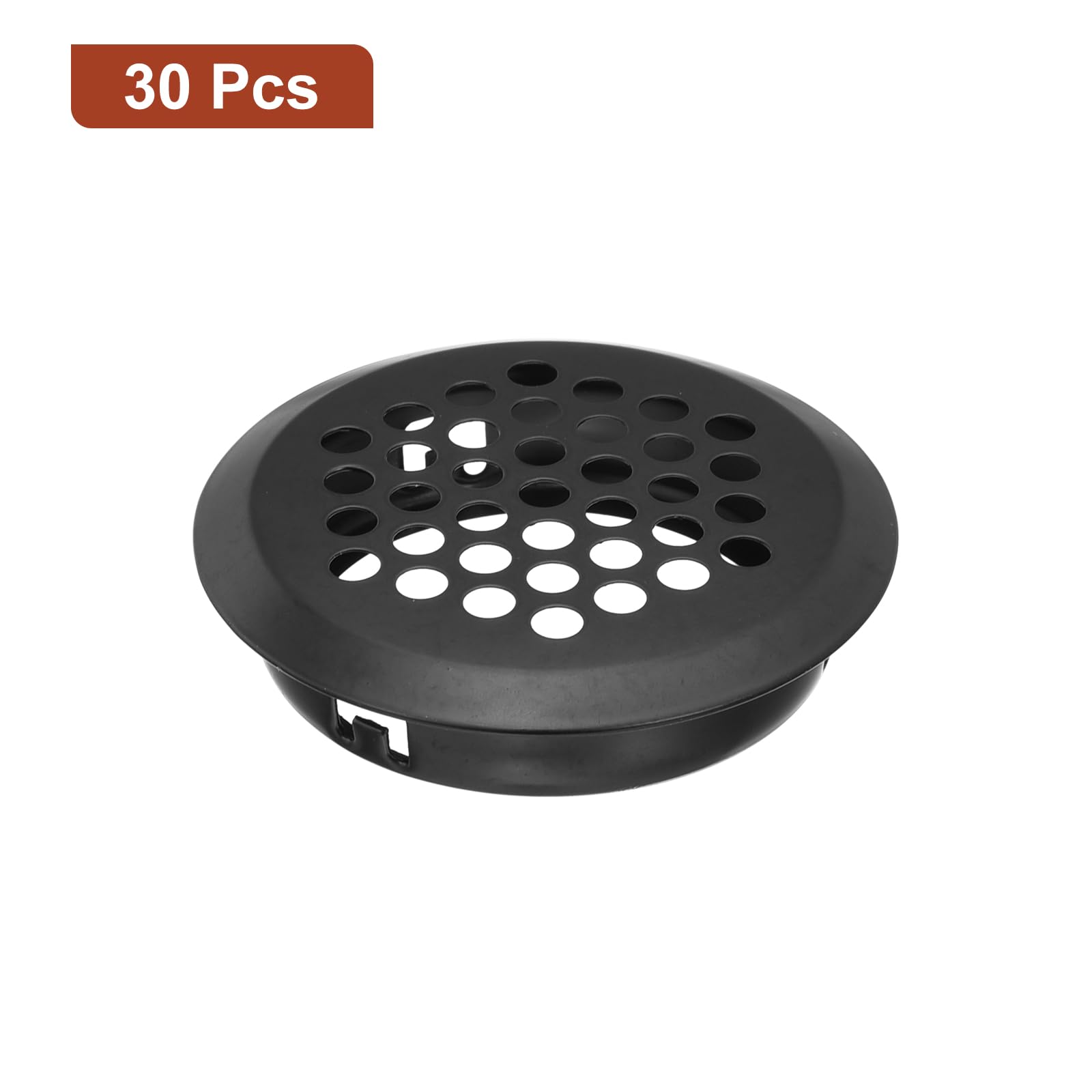 uxcell 35mm(1-3/8") Circular Soffit Vent, 30pcs Stainless Steel Round Air Vents Mesh Hole Louver for Kitchen Bathroom Cabinet Black - Image 3