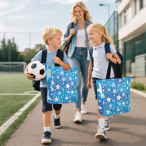 Bolsa de libros resistente al desgarro y reutilizable con estampado de estrellas para compras 6
