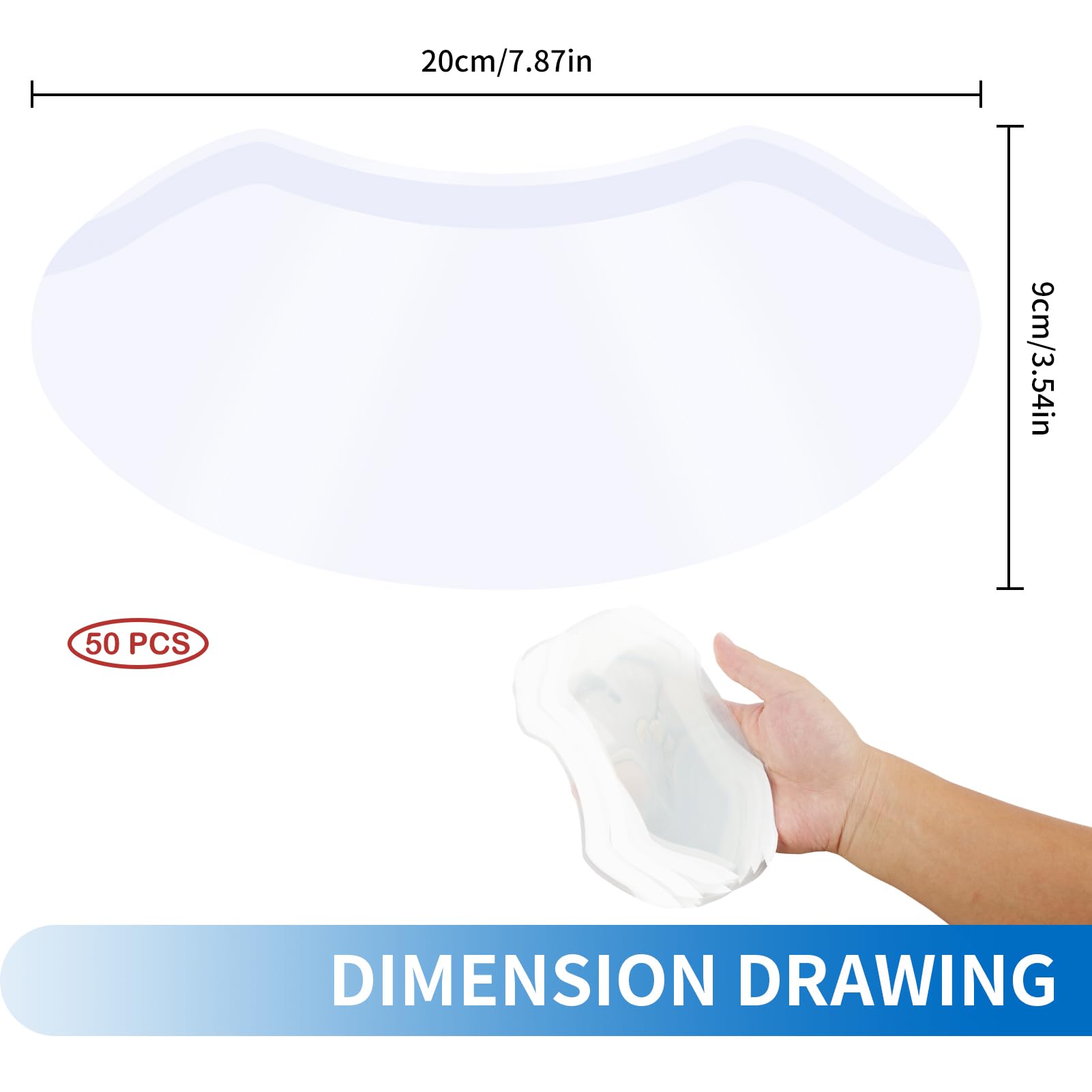 GodtKowty 50 Pieces Clear Face Visors, Transparent Eye Shields for Post-Cataract Surgery - Image 2