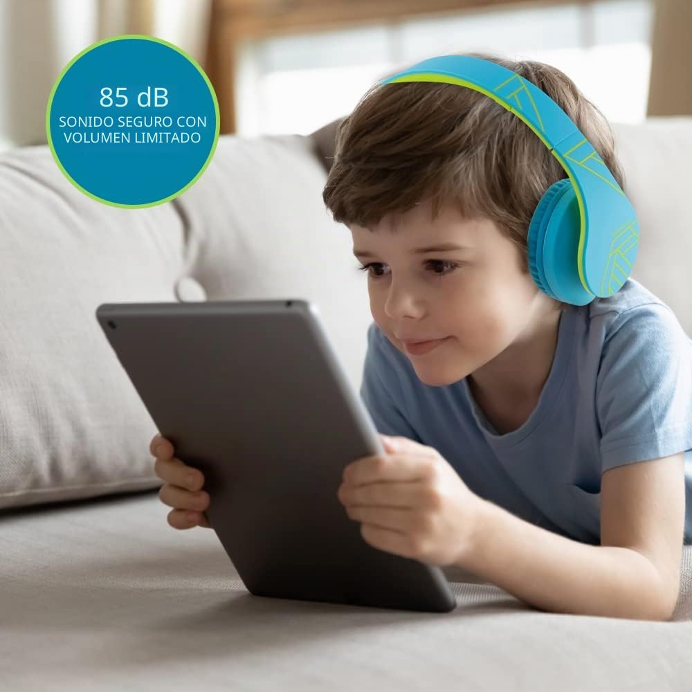 Auriculares Bluetooth PowerLocus Para Niños – Diadema, Límite De 85dB, Sonido Estéreo, Micrófono, MicroSD Y Estuche