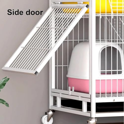 Cage pour chat pliable à 2 niveaux avec bac à litière intégré