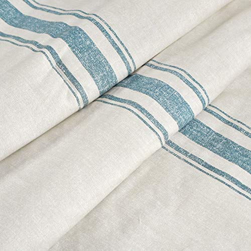 Image of Lush Decor Farmhouse Stripe Reversible Throw, Single, 50 inch W x 60 inch L, Blue - Blue Throw Blanket For Bed - Soft Blanket - Couch Throw - Rustic Farmhouse Decor