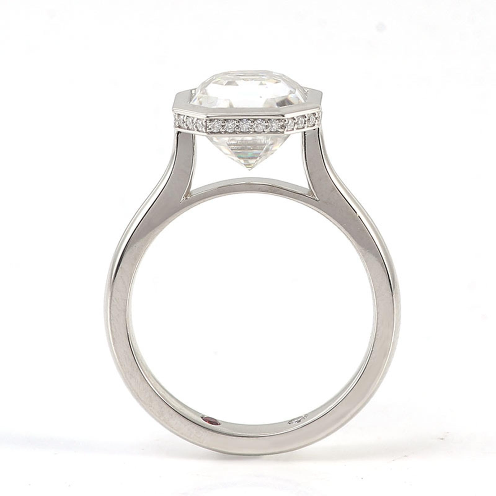Donna Platino/Oro bianco Anello di fidanzamento geometrico con moissanite
