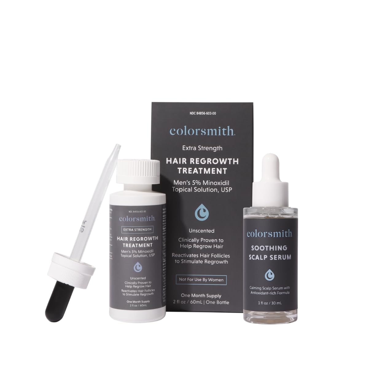 Hair Growth and Scalp Care Bundle 5 Minoxidil Mens Hair Regrowth Treatment and Soothing Scalp Serum One Month