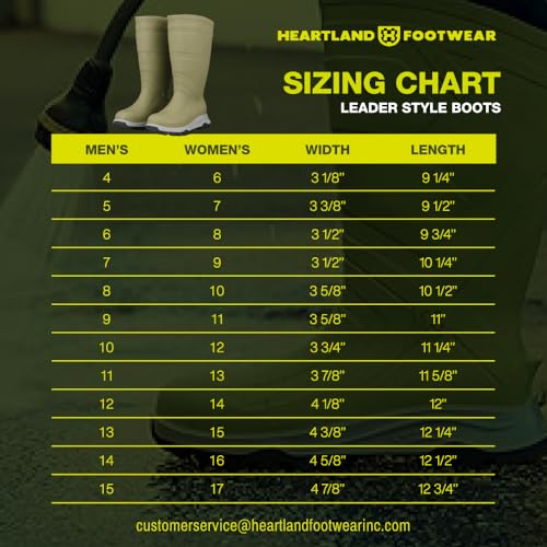 Heartland Leader Outdoor Waterproof Boots for Men and Women - Work, Hiking, and Fishing Boots with Cushioned Footbed and Midsole, Traction Outsole 6