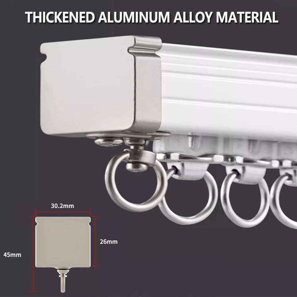 Robuste Aluminium-Vorhangschiene, 120–300 cm, geräuschlose Deckenstange mit leichtgängigem Gleitsystem, perfekt für schwere Vorhänge, ideal für Wohnzimmer und 500 cm lange Decken