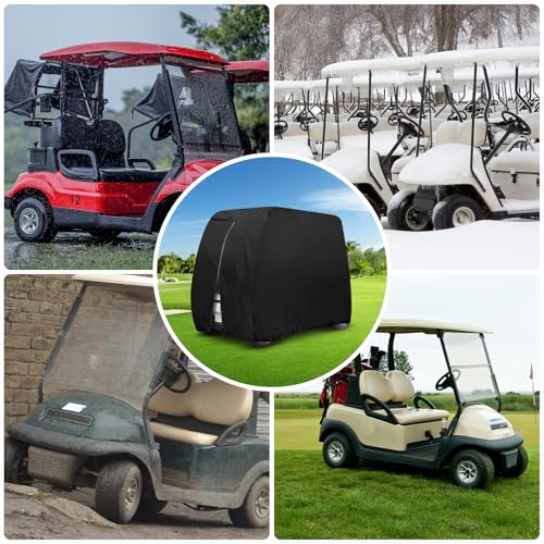 Pokrowiec na wózek golfowy 4-osobowy, wytrzymały, wodoodporny pokrowiec przeciwdeszczowy z tkaniny Oxford 420D do wózków Club Car EZGO, zewnętrzna ochrona przed kurzem dla modelu