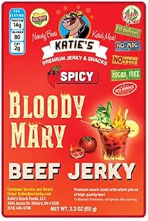 Spicy Bloody Mary Beef Jerky (1 pk) - Sugar Free/Keto Friendly, All Natural, Gluten Free…