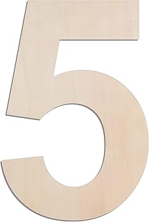MGTECH 12 Inch Large Wooden Number 5, 1/4 in Thick Big Wood Number for Crafts and Wall Decor