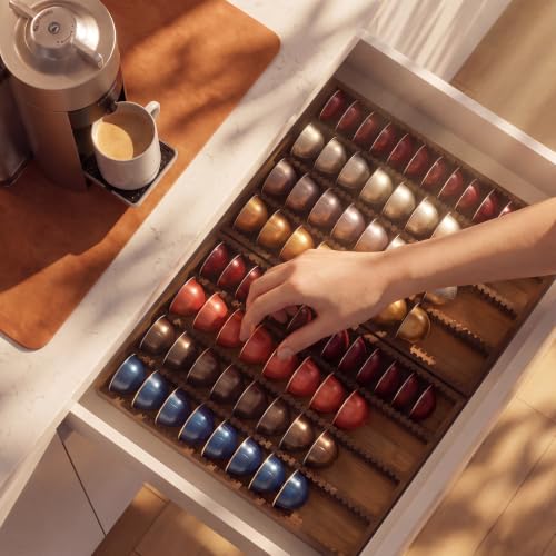 Image of for Nespresso Vertuo Capsules Bamboo Coffee Pod Drawer Organizer
