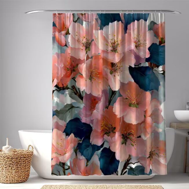 Rideau de douche 120x200 aquarelle anti-moisissure pour baignoire chic