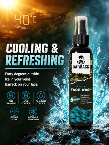 Image of Barrack Aqua Face Wash for Men, Acne & Pimple Control, Deep Cleansing, Oil & Dust Removal, Skin Brightening, Cooling & Refreshing, All Skin Types