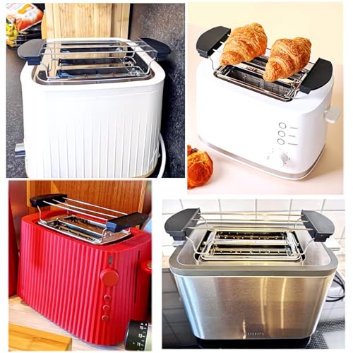 JZK Grille-pain 2 fentes chauffante grille chauffe-croissants grille chauffe-petits pains pliable support à chignon pour toast grille à toast accessoire pour pain grillé toaster – Image 4
