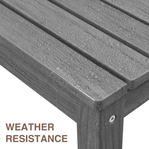 Image of Psilvam 47 inch HDPE Outdoor Bench for 2-Person, 700 LBS Capacity, Light Grey