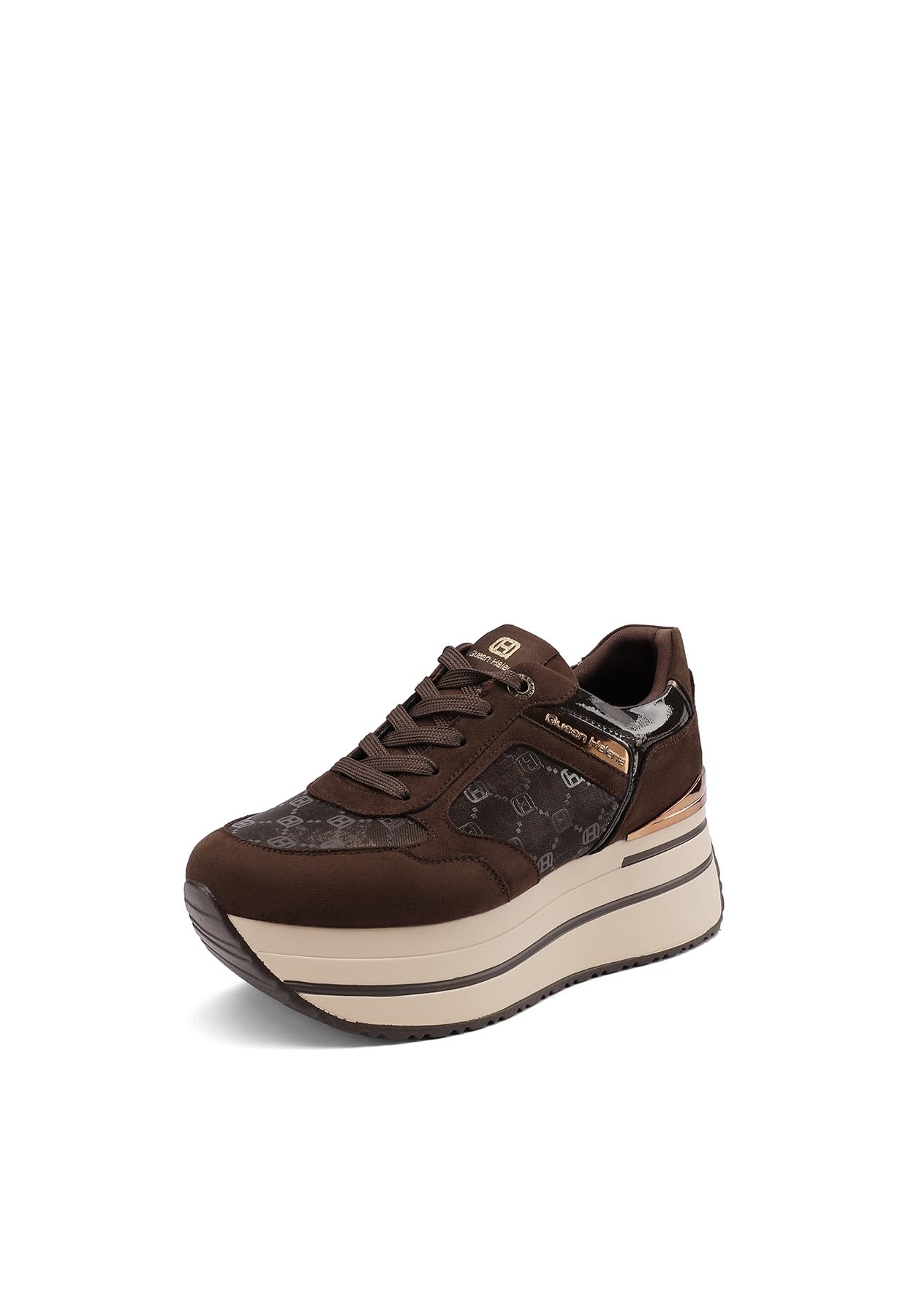 QUEEN HELENA Wysokie trampki na koturnie damskie buty na platformie X35-32