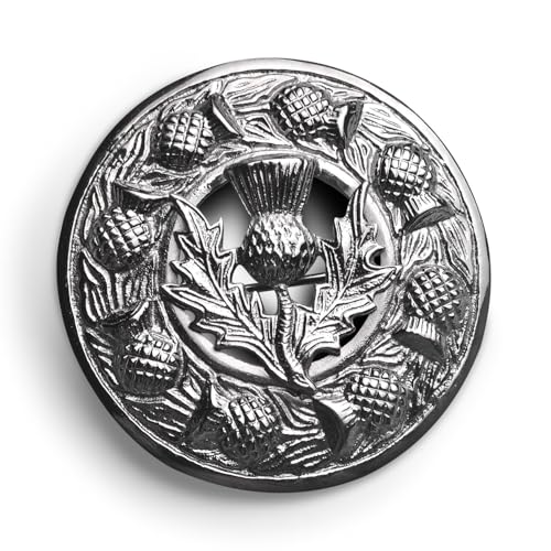 Kilt Emporium Scottish Thistle Kilt Brooch Pin - Brass (Thistle Silver Antique)