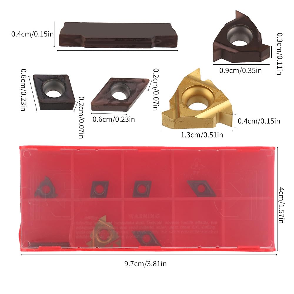 Geevorkss 21Pcs 12mm 1/2'' Juego de Herramientas de Torneado CNC,Herramientas de Torno para Metal,Indexable Carburo Inserto Torneado Herramientas Brocas,7 Portaherramientas, 7 Cuchillas, 7 Llaves