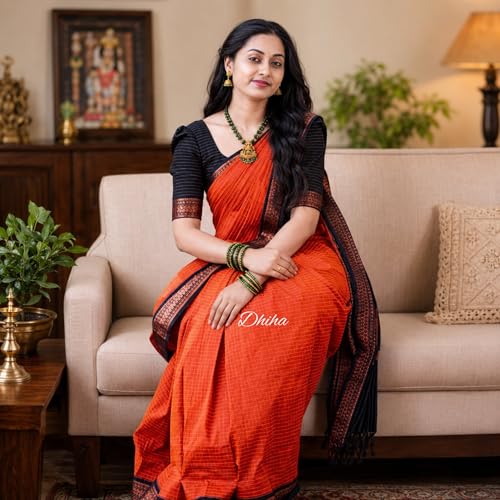 Image of Gadwal Cotton Silk Checked Saree for Women | Pure Kalyani Cotton Checked Saree with Zari Border Tassels & Blouse | Kanjivaram Linen Silk | Handloom Weave
