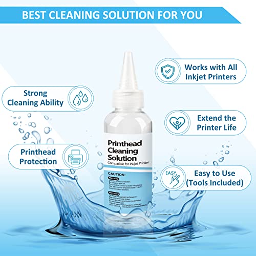 Image of Printhead Cleaner Print Head Cleaning Kit for Cleaning Head Cleaning Kit Solution Nozzle Cleaner Liquid Printer for Epson Canon Brother HP Samsung Inkjet Printer 100 ml Cleaning Printer