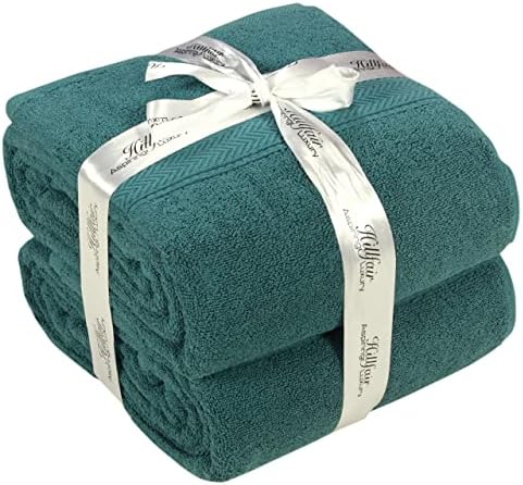 600 GSM - 40 x 80 Inches - 100% Cotton Bath Sheets Pack of 2 - Highly Absorbent Extra Large Bath Sheet Towels Set - Jumbo Oversized Cotton Bath Sheets Towels - Super Soft Hotel Quality Towel (Teal)
