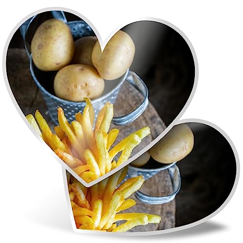 2 x Vinyl Stickers 15 cm - Heart Shape French Fries Chips Food Art Print Decal Laptop Tablet Luggage Car Wall Fridge Door Sticker #63110
