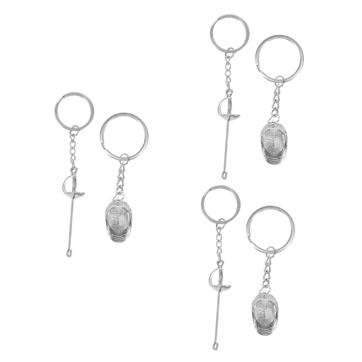Porte-clés d'escrime en métal silver et accessoires de style - 8