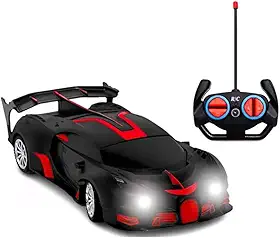 Super Carrinho de Controle Remoto com Farol 5 Funções Premium Preto Brinquedo Presente Infantil Caixa - Utiliza 3 Pilhas AA (Não Incusas)