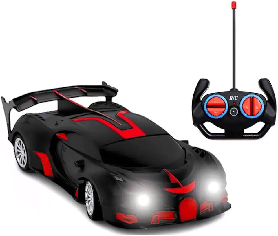 Super Carrinho de Controle Remoto com Farol 5 Funções Premium Preto Brinquedo Presente Infantil Caixa - Utiliza 3 Pilhas AA (Não Incusas)