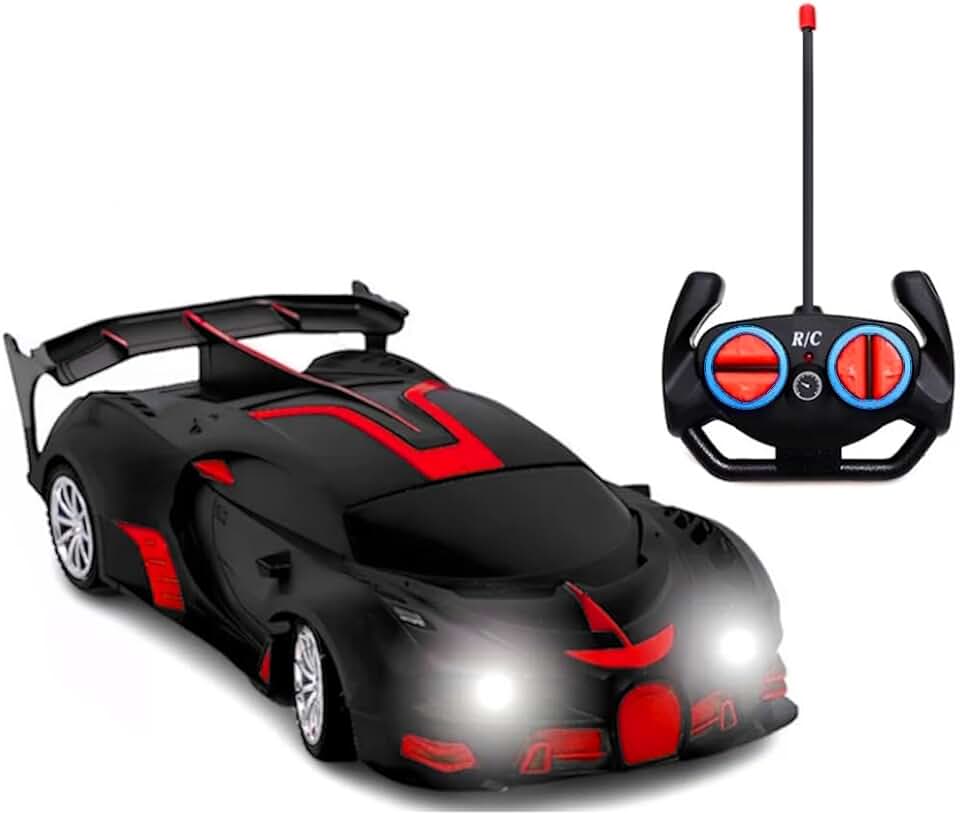 Super Carrinho de Controle Remoto com Farol 5 Funções Premium Preto Brinquedo Presente Infantil Caixa - Utiliza Batteria (Recarregavel)