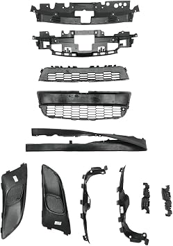 Front Bumper Upper Lower Grille W/Fog Covers Compatible with 2012-2016 Sonic LS/LT/LTZ Model 4pc Set