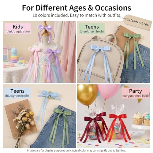 10PCS Pinzas de Satinado con Lazo para Niñas y Mujeres miniatura 6