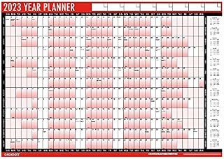 2023 Year Planner A2 Large Laminated Wall Planner Calendar 59.4cm x 43cm With Dry Wipe Pen And Sticker-Dots