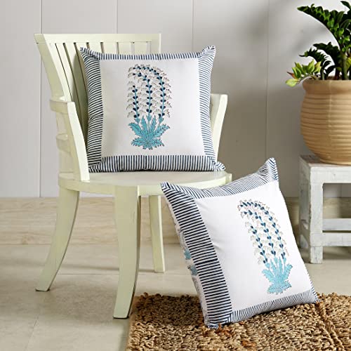 Image of Ravaiyaa - Attitude is everything Cotton Hand Block Printed Soft Cushion Cover Pillow Case 16 inch Square Cushion Sham Set of 2 Piece