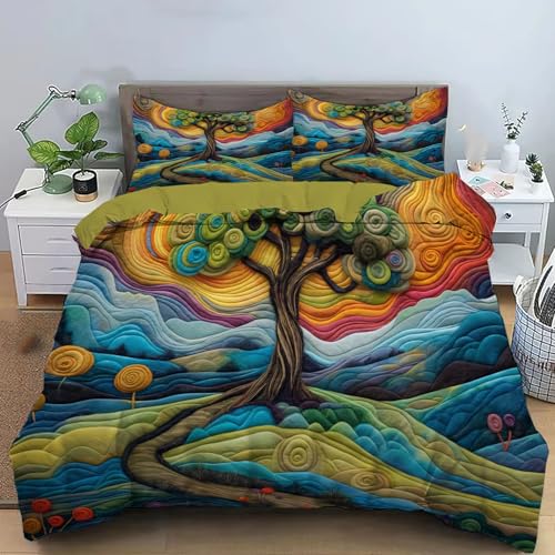 Housse de couette 220x240 vert matcha lit double réversible 3D originale - 2