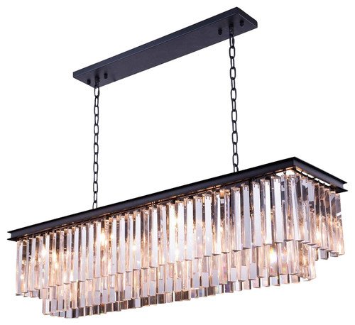 Saint Mossi 8-Lights Crystal Chandelier in Farmhouse Chandelier Style,Modern Farmhouse Chandelier with K9 Crystals,Farmhouse Pendant Light Fixtures,H10 x L34 x W14,Chain Adjustable