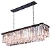 Saint Mossi Modern K9 Clear Crystal Bar Rectangle Raindrop Chandelier Lighting LED Ceiling Light Fixture Pendant for Dining Room Bathroom Bedroom Livingroom 8 E12 Bulbs Required H10" X L34"X W14"