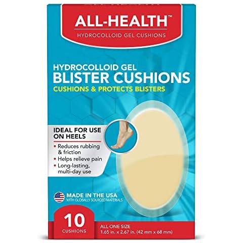 All Health Extreme Hydrocolloid Gel Blister Cushion Bandages, Heel, 1.65 in x 2.67 in, 10 ct | Long Lasting Protection Against Rubbing and Friction for Blisters Cover