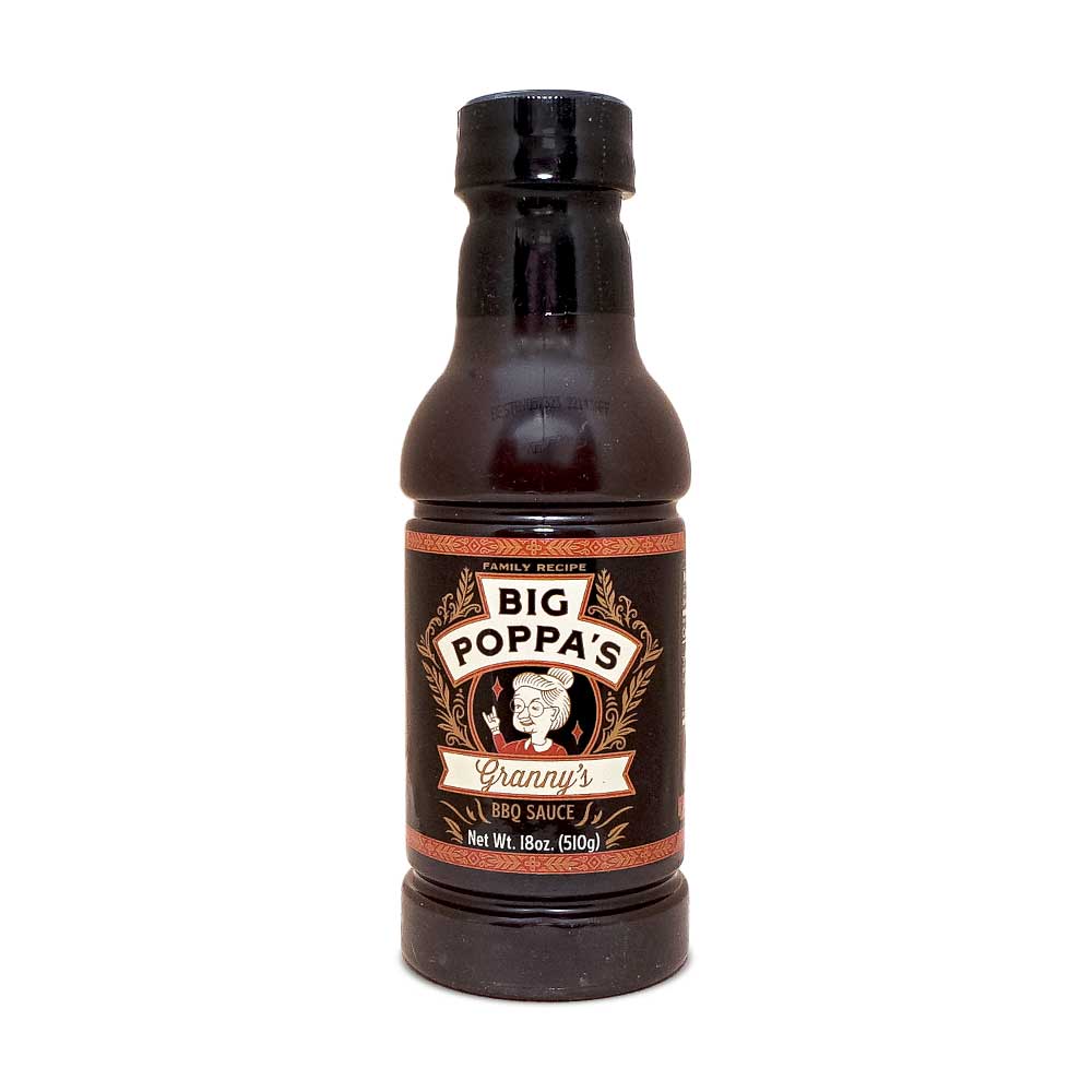 Big Poppa’s Granny’s BBQ Sauce – Award-Winning Sweet BBQ Sauce for Chicken, Pork and Beef – Thin Glaze-Style, Mild Heat, Crowd-Pleasing Flavor for Ribs, Pulled Pork and Family BBQs – 18 oz Bottle