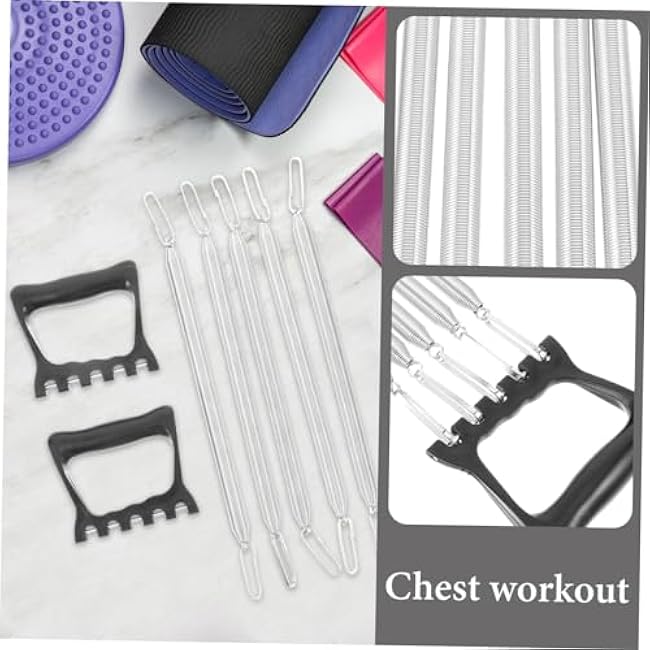 Chest Expander with Detachable Plastic Handle Multifunctional Chest Workout Equipment for Men Grip Strength Trainer with High Elasticity Springs Portable Fitness Tool